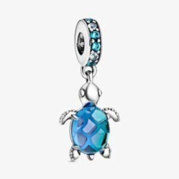 Pandora Murano Glass Sea Turtle Dangle Charm - Picture 1 of 5